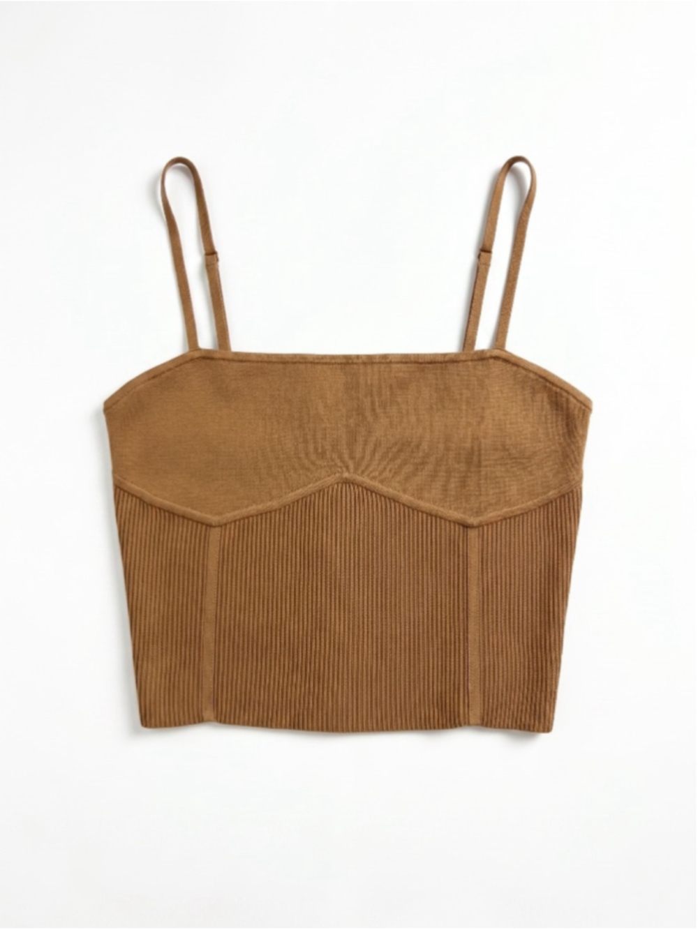 BABATON Suite Sculpt Knit Bustier Cropped Camisole Brown Top, Sz L